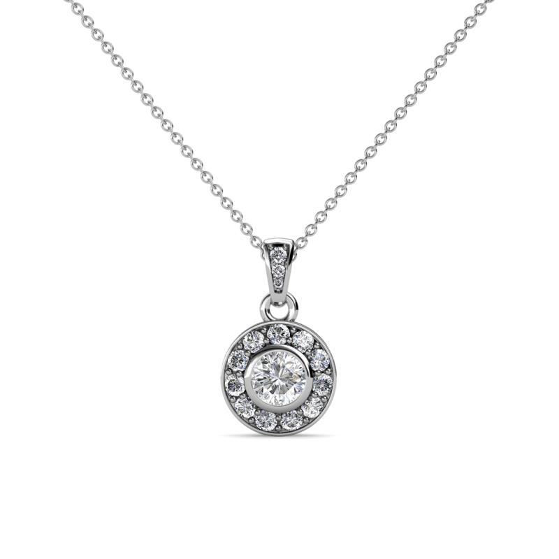 Azia 0.41 ctw ( 3.80 mm) Round Lab Grown Diamond and Round Natural Diamond Halo Pendant 