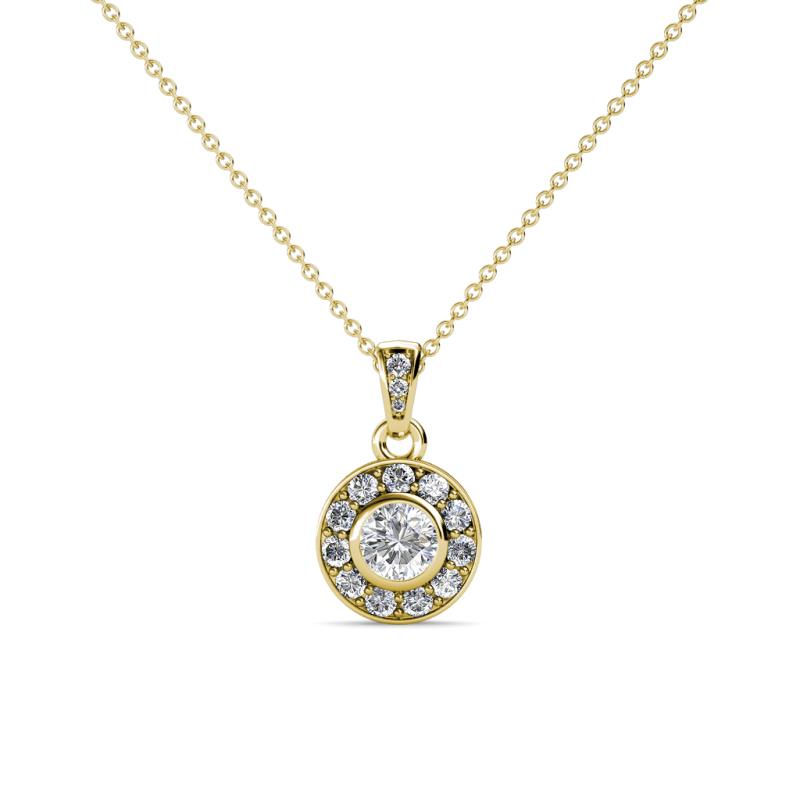 Azia 0.41 ctw ( 3.80 mm) Round Lab Grown Diamond and Round Natural Diamond Halo Pendant 