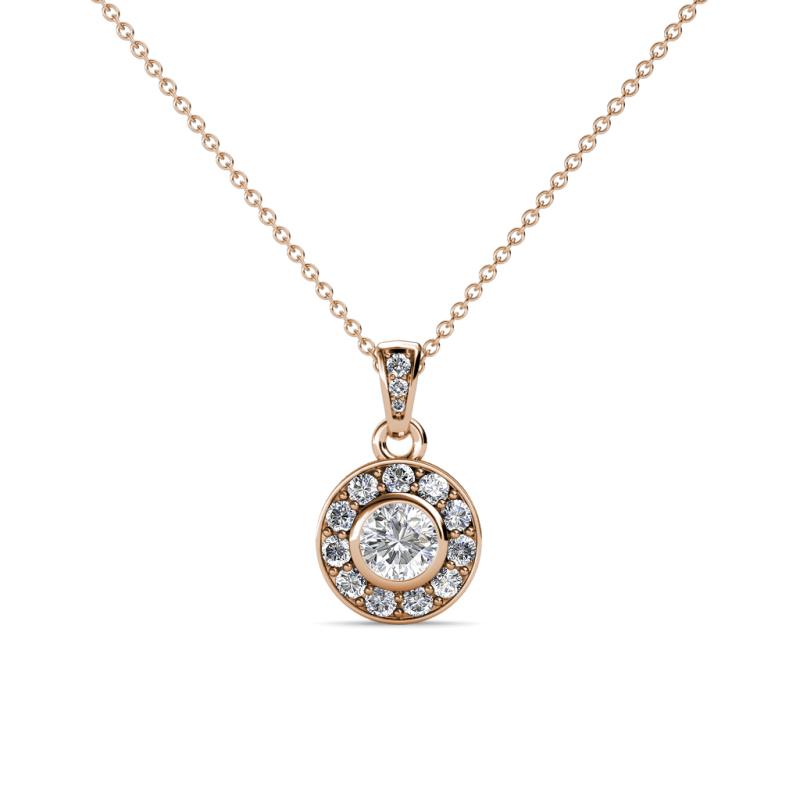 Azia 0.41 ctw ( 3.80 mm) Round Lab Grown Diamond and Round Natural Diamond Halo Pendant 