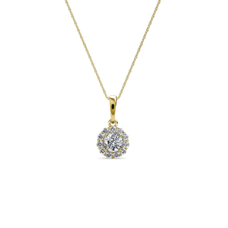 Shanon 0.38 ctw (4.0 mm) Round Lab Grown Diamond and Round Natural Diamond Halo Pendant 