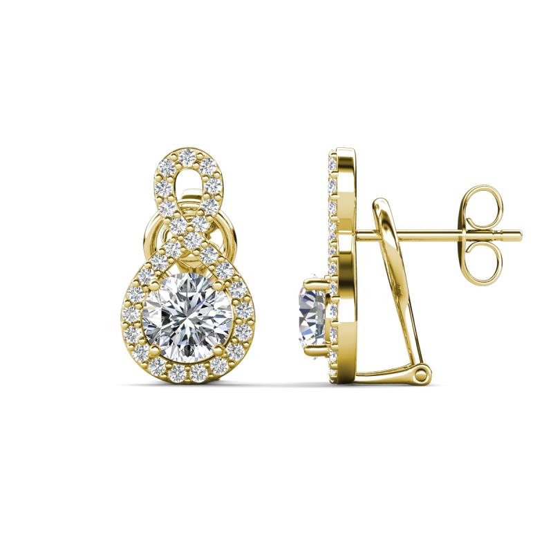 Jovita 2.54 ctw IGI Certified (6.50 mm) Round Lab Grown Diamond and Natural Round Diamond Halo Dangle Stud Earrings 