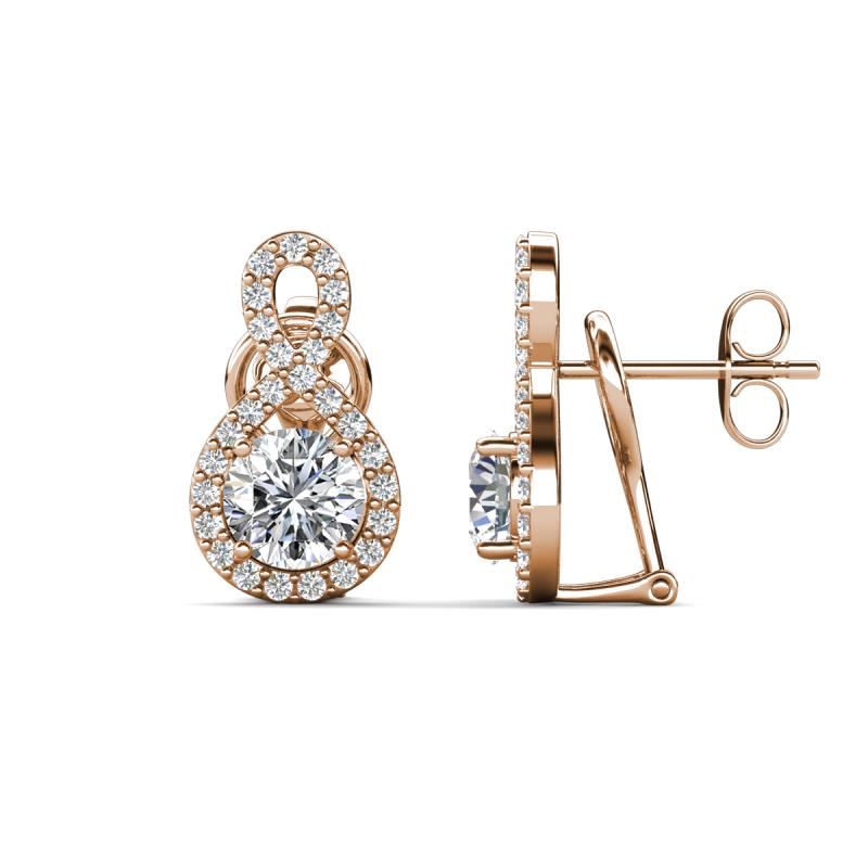 Jovita 2.54 ctw IGI Certified (6.50 mm) Round Lab Grown Diamond and Natural Round Diamond Halo Dangle Stud Earrings 