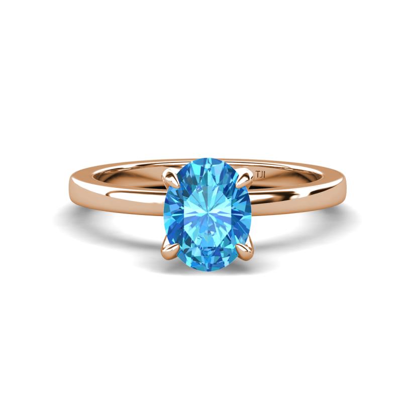 Jenna 2.40 ct (9x7 mm) Oval Cut Blue Topaz Solitaire Engagement Ring 