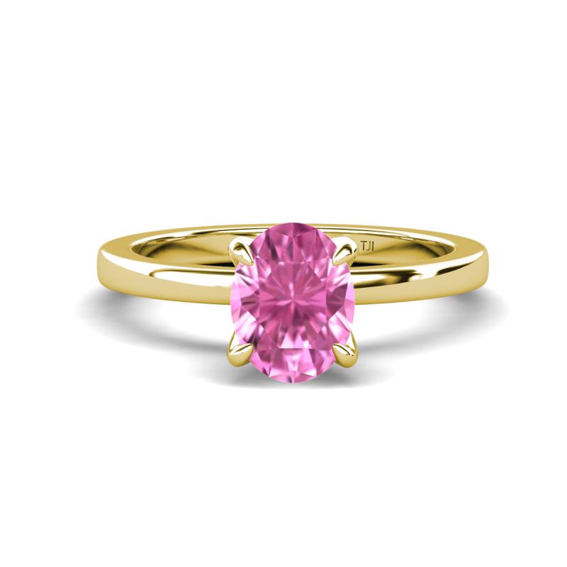 Jenna 1.95 ct (9x7 mm) Oval Cut Lab Created Pink Sapphire Solitaire Engagement Ring 