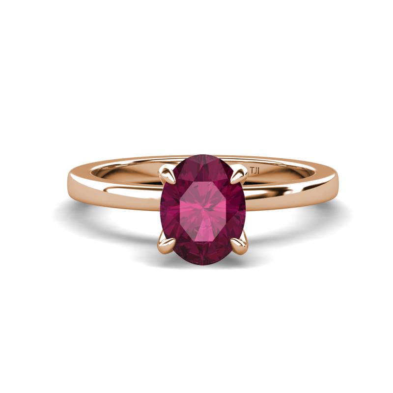 Jenna 2.30 ct (9x7 mm) Oval Cut Rhodolite Garnet Solitaire Engagement Ring 