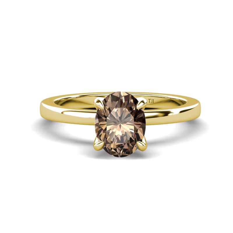 Jenna 1.75 ct (9x7 mm) Oval Cut Smoky Quartz Solitaire Engagement Ring 