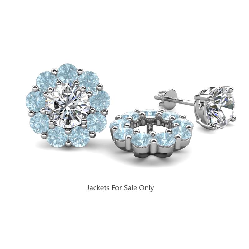 Serena 1.44 ctw (3.00 mm) Round Aquamarine Jackets Earrings 