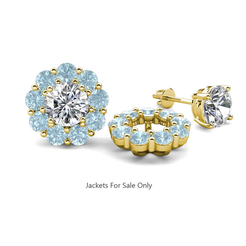 Serena 1.44 ctw (3.00 mm) Round Aquamarine Jackets Earrings 
