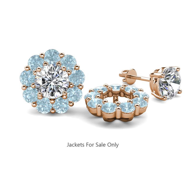 Serena 1.44 ctw (3.00 mm) Round Aquamarine Jackets Earrings 