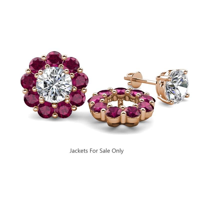 Serena 2.08 ctw (3.00 mm) Round Rhodolite Garnet Jackets Earrings 