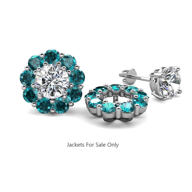 Serena 1.98 ctw (3.00 mm) Round London Blue Topaz Jackets Earrings 