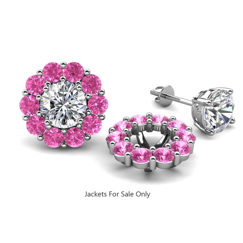 Serena 3.40 ctw (3.00 mm) Round Pink Sapphire Jackets Earrings 