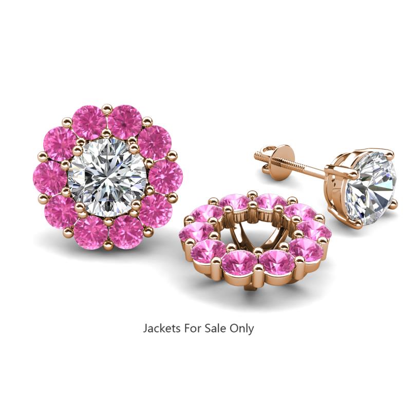 Serena 3.40 ctw (3.00 mm) Round Pink Sapphire Jackets Earrings 