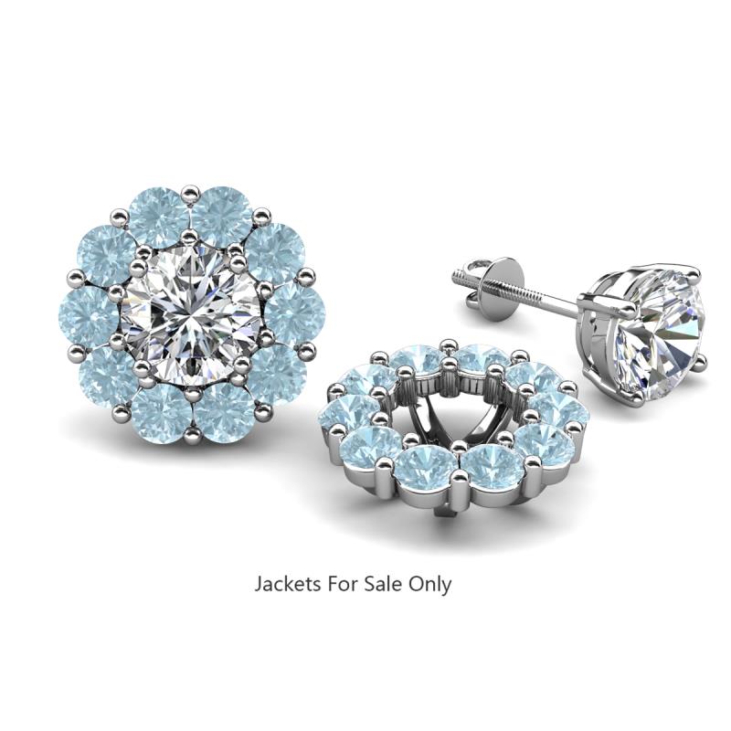 Serena 1.60 ctw (3.00 mm) Round Aquamarine Jackets Earrings 