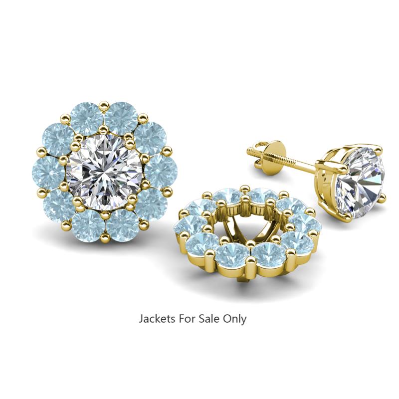 Serena 1.60 ctw (3.00 mm) Round Aquamarine Jackets Earrings 