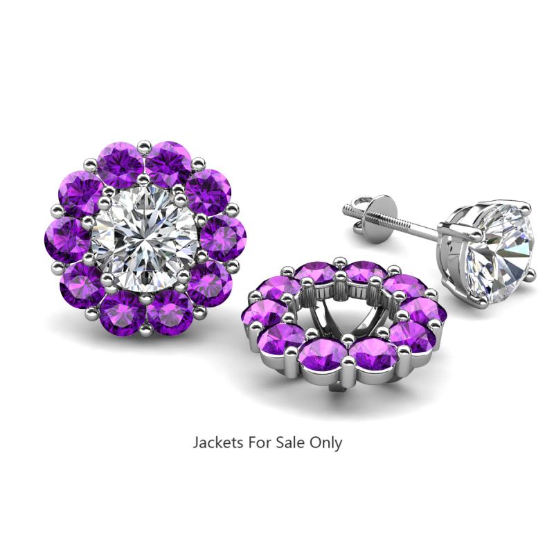 Serena 1.60 ctw (3.00 mm) Round Amethyst Jackets Earrings 