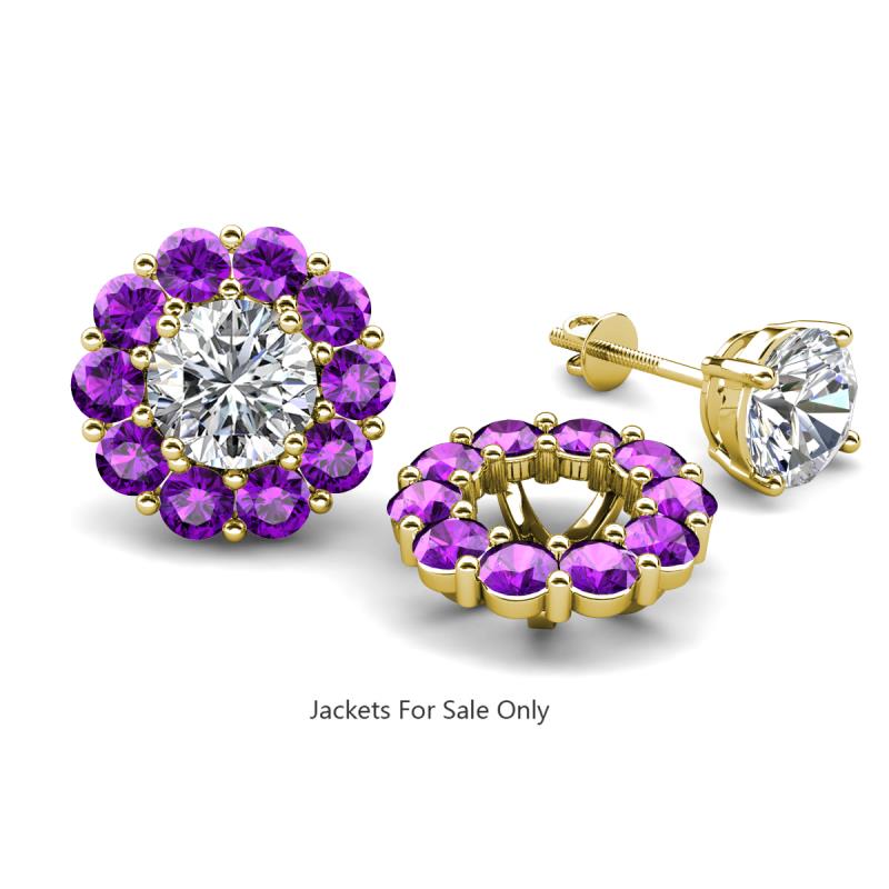 Serena 1.60 ctw (3.00 mm) Round Amethyst Jackets Earrings 