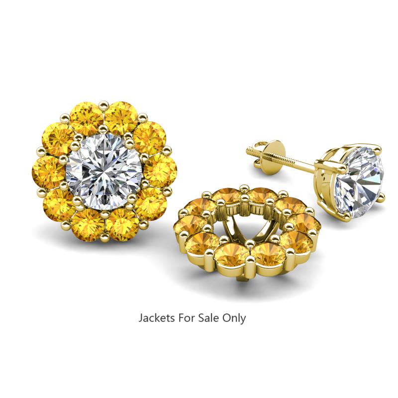 Serena 1.60 ctw (3.00 mm) Round Citrine Jackets Earrings 