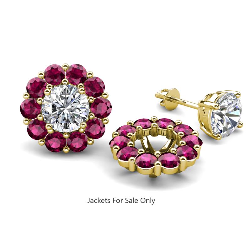 Serena 2.31 ctw (3.00 mm) Round Rhodolite Garnet Jackets Earrings 