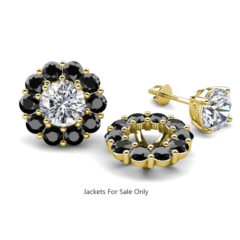 Serena 2.20 ctw (3.00 mm) Round Black Diamond Jackets Earrings 