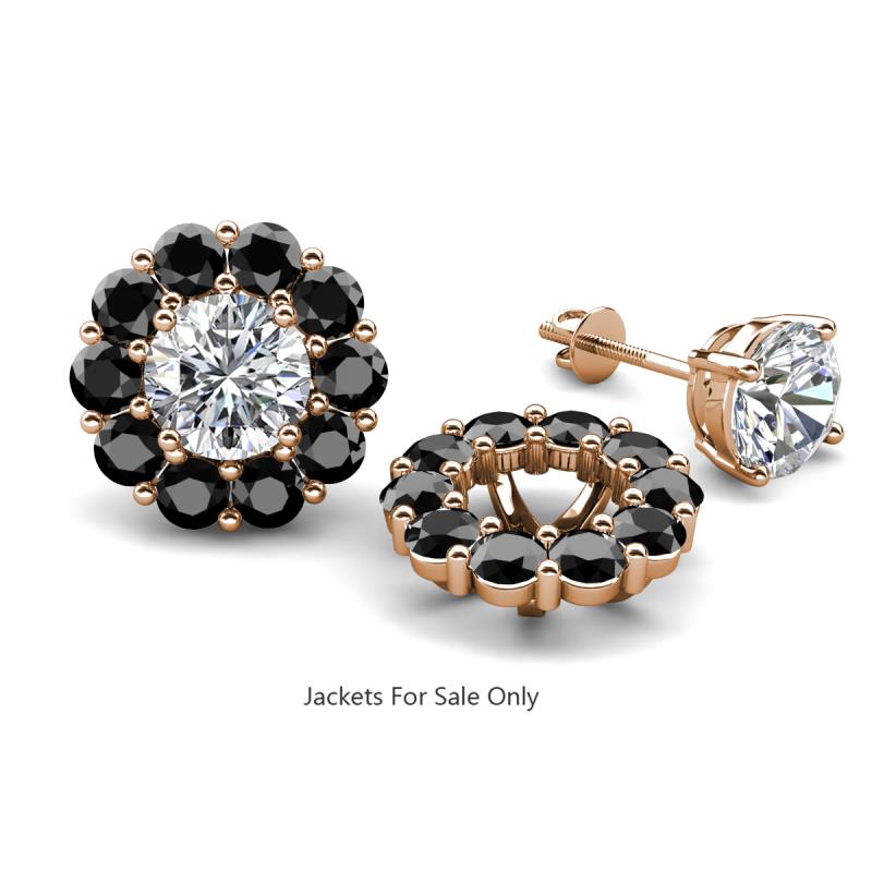 Serena 2.20 ctw (3.00 mm) Round Black Diamond Jackets Earrings 