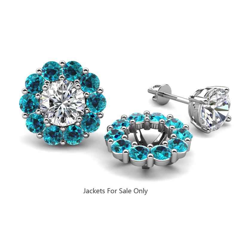 Serena 2.00 ctw (3.00 mm) Round Blue Diamond Jackets Earrings 