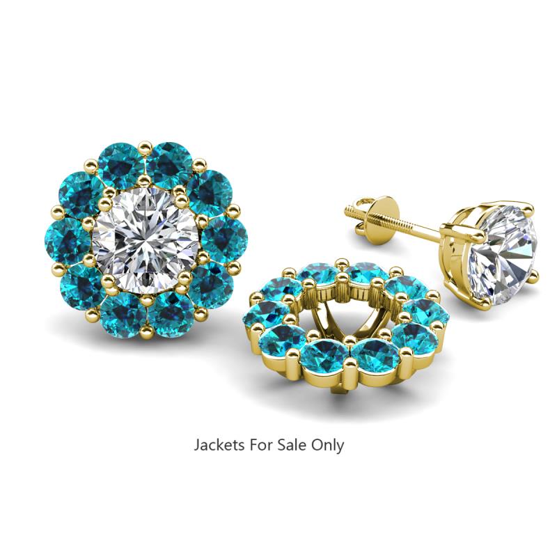 Serena 2.00 ctw (3.00 mm) Round Blue Diamond Jackets Earrings 