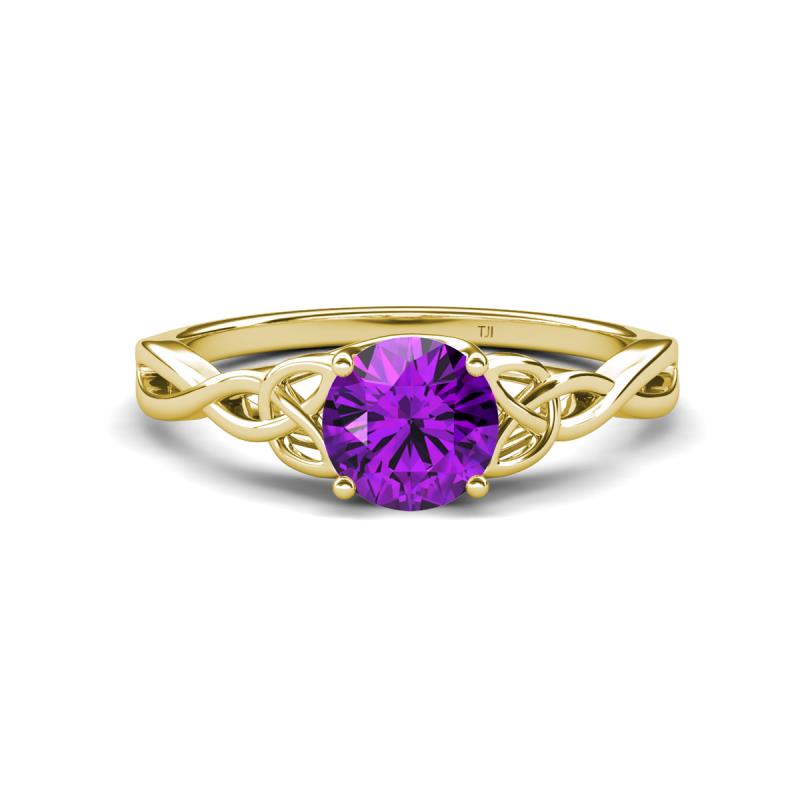 Maeve 0.87 ct (6.50 mm) Round Amethyst Entwined Celtic Love Knot Engagement Ring 