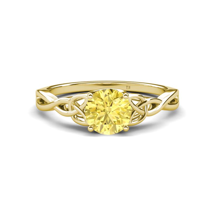 Maeve 0.95 ct (6.00 mm) Round Yellow Sapphire Entwined Celtic Love Knot Engagement Ring 