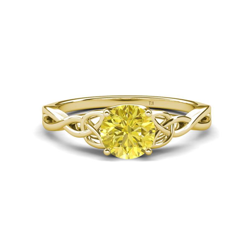 Maeve 0.80 ct (6.00 mm) Round Yellow Diamond Entwined Celtic Love Knot Engagement Ring 