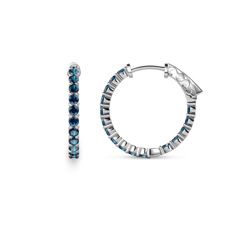 Carisa 0.64 ctw (1.70 mm) Inside Outside Round Blue Diamond Eternity Hoop Earrings 