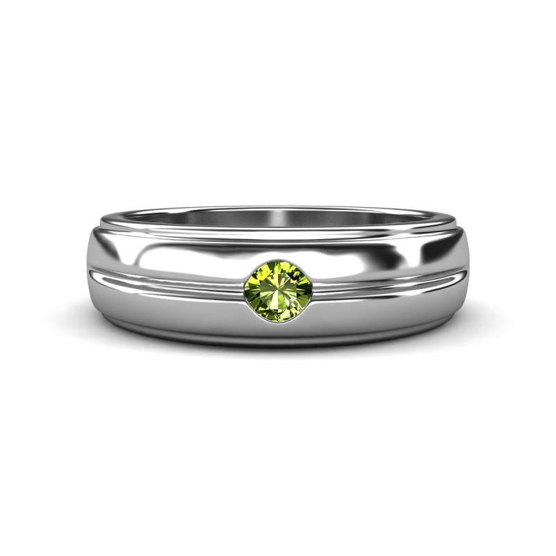 Mateo 0.18 ct (3.50 mm) Round Peridot Bezel Set Solitaire Men Wedding Ring 