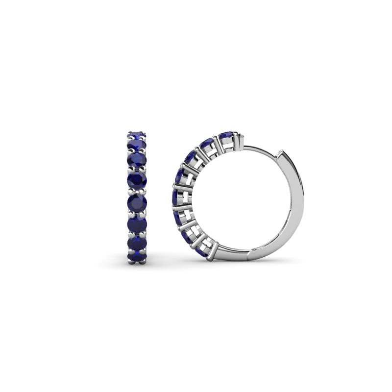 Raya Round Blue Sapphire Hoop Earrings 