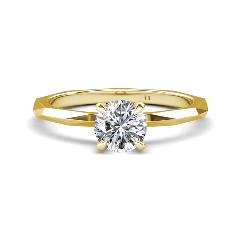 Kiona 1.00 ctw (6.50 mm) IGI Certified Round Lab Grown Diamond Square Edge Shank Solitaire Engagement Ring 