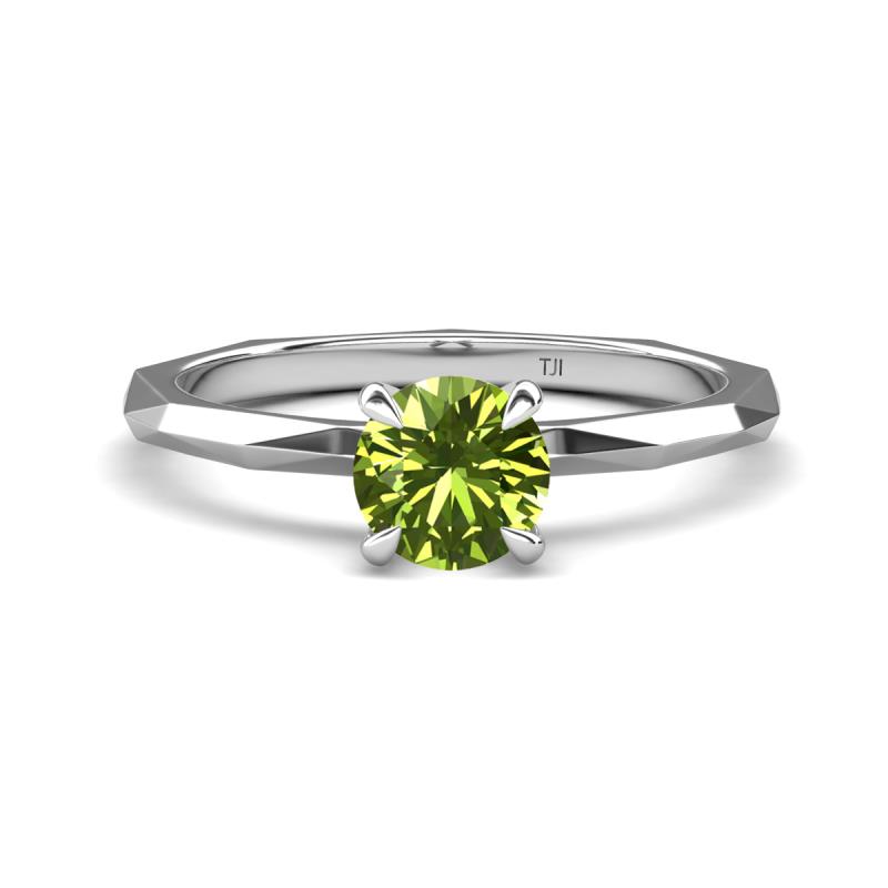Kiona 1.10 ctw (6.50 mm) Round Peridot Square Edge Shank Solitaire Engagement Ring 