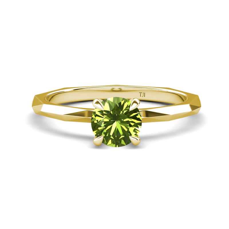 Kiona 1.10 ctw (6.50 mm) Round Peridot Square Edge Shank Solitaire Engagement Ring 