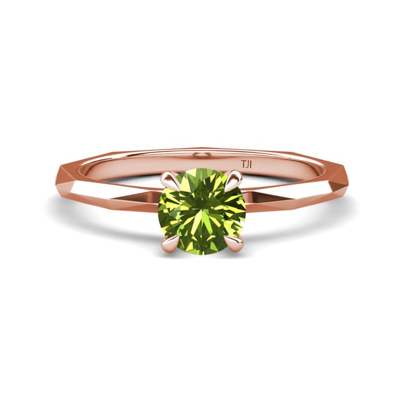 Kiona 1.10 ctw (6.50 mm) Round Peridot Square Edge Shank Solitaire Engagement Ring 