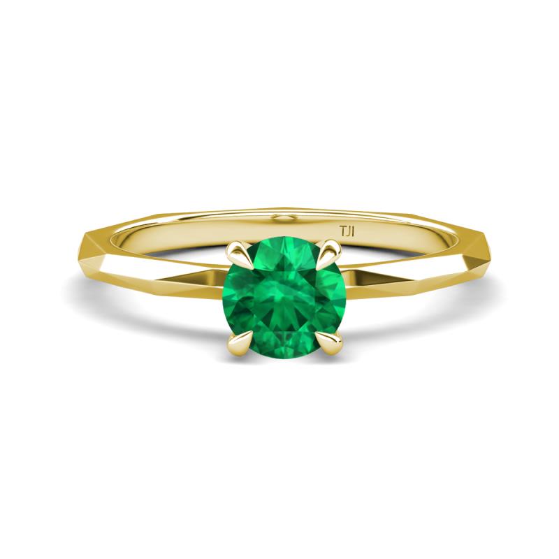 Kiona 0.72 ctw (6.00 mm) Round Emerald Square Edge Shank Solitaire Engagement Ring 