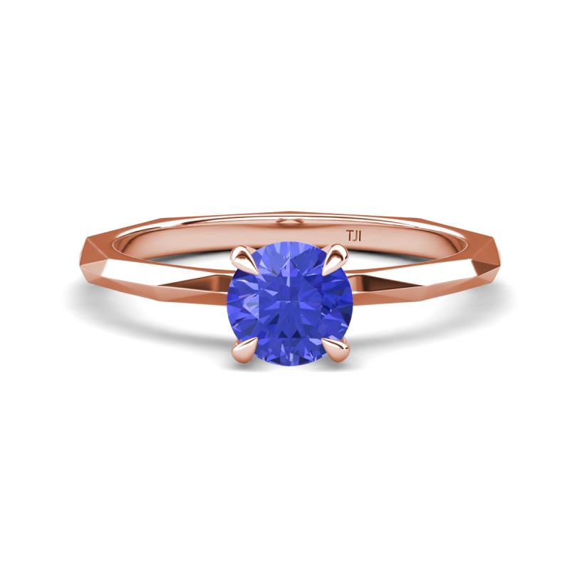 Kiona 0.92 ctw (6.50 mm) Round Tanzanite Square Edge Shank Solitaire Engagement Ring 
