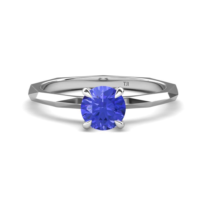 Kiona 0.92 ctw (6.50 mm) Round Tanzanite Square Edge Shank Solitaire Engagement Ring 