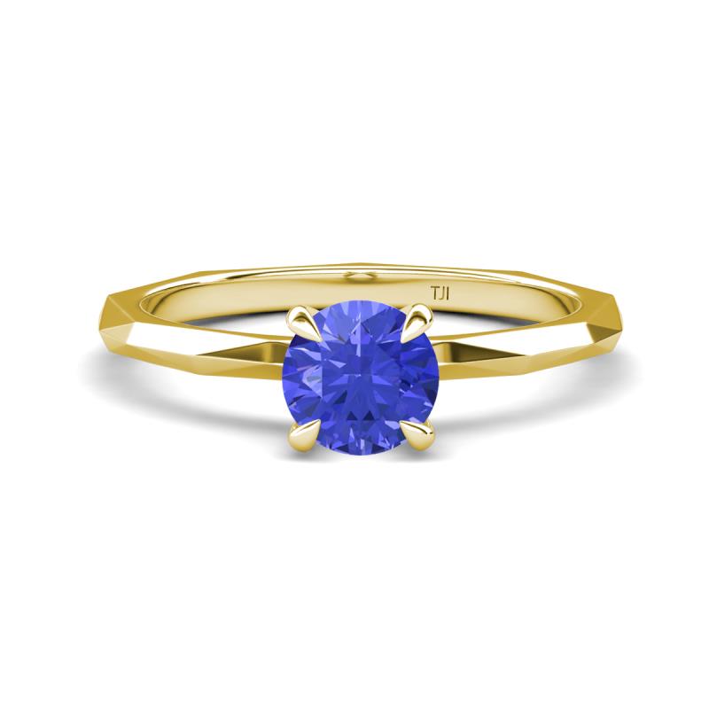 Kiona 0.92 ctw (6.50 mm) Round Tanzanite Square Edge Shank Solitaire Engagement Ring 