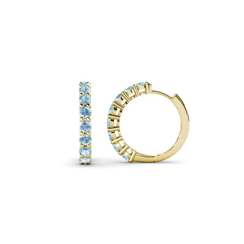 Raya Round Aquamarine Hoop Earrings 