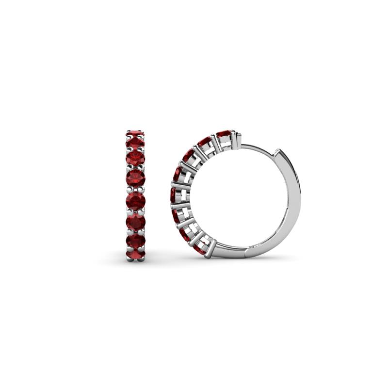 Raya Round Red Garnet Hoop Earrings 