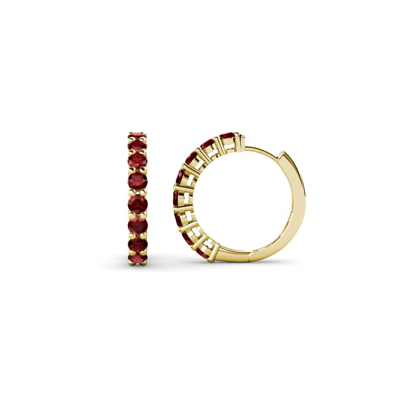 Raya Round Red Garnet Hoop Earrings 