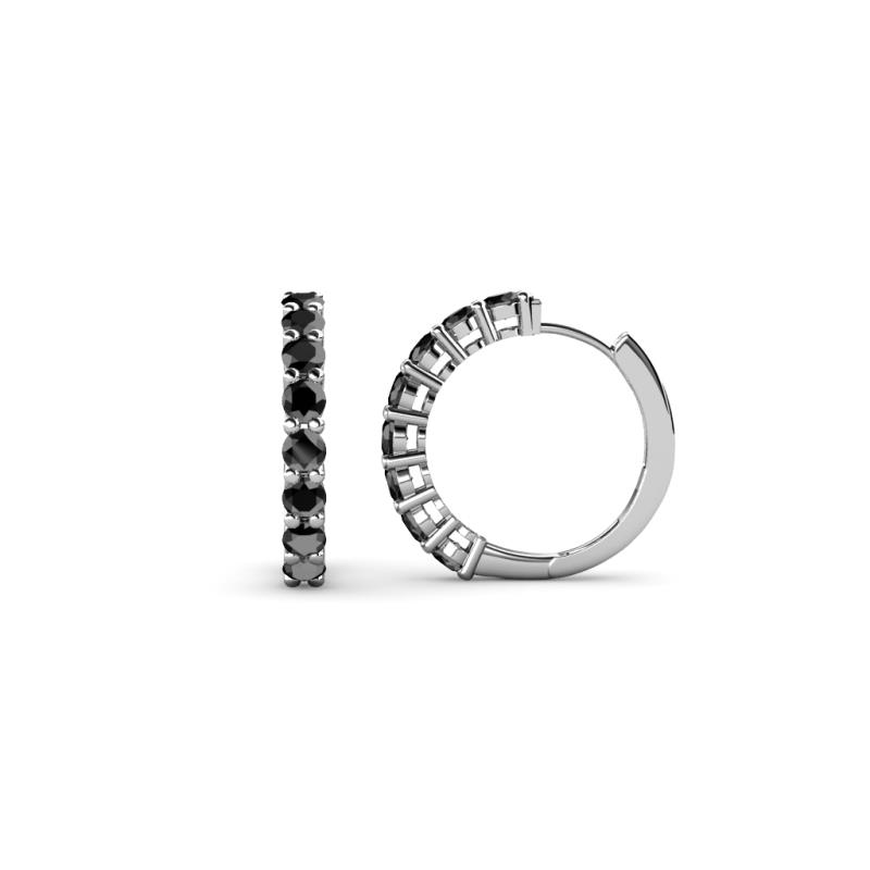 Raya Round Black Diamond Hoop Earrings 