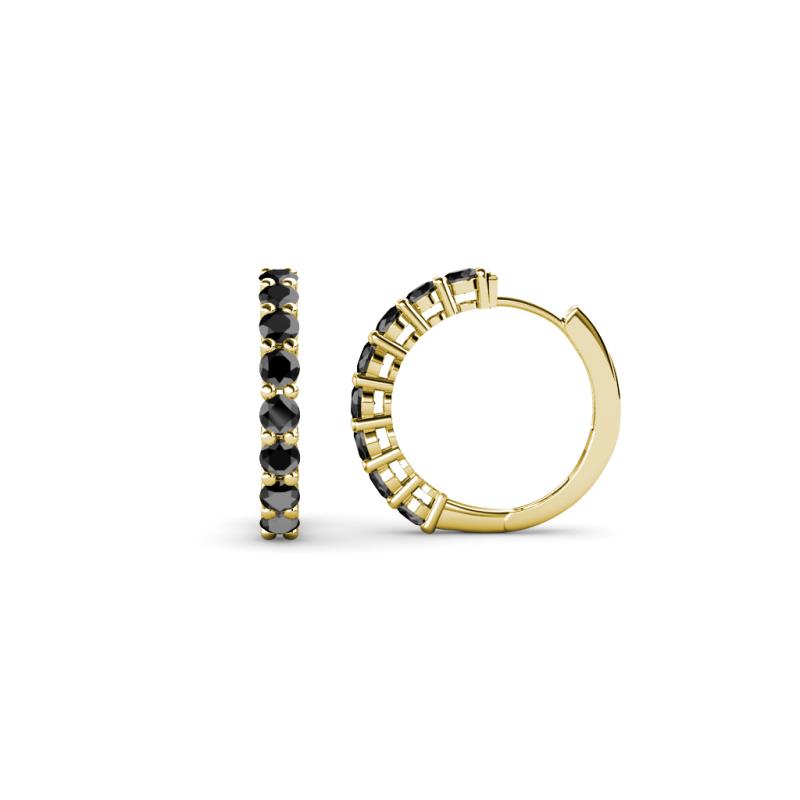 Raya Round Black Diamond Hoop Earrings 