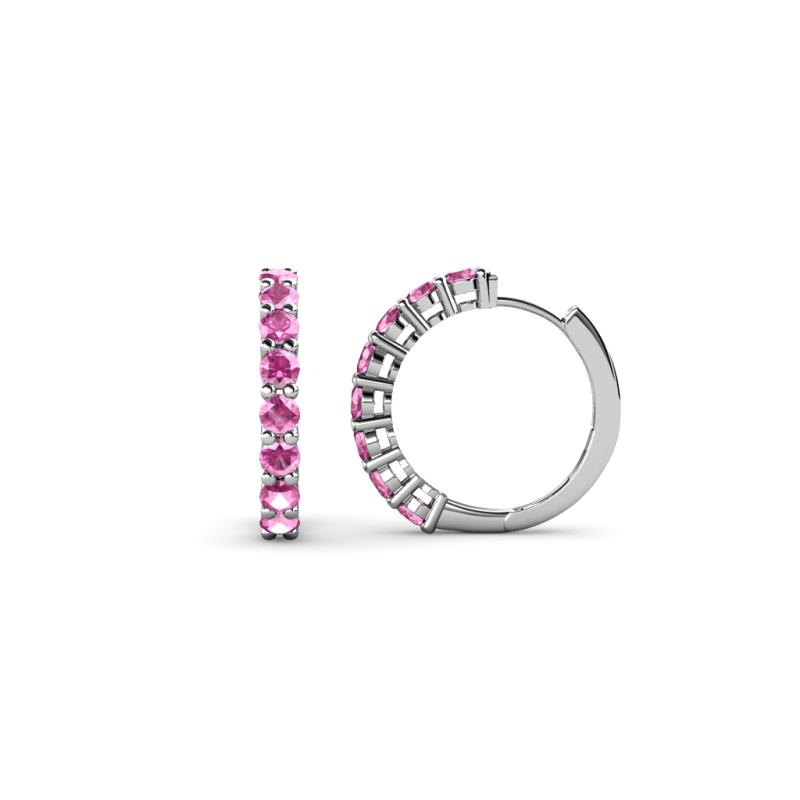 Raya Round Pink Sapphire Hoop Earrings 