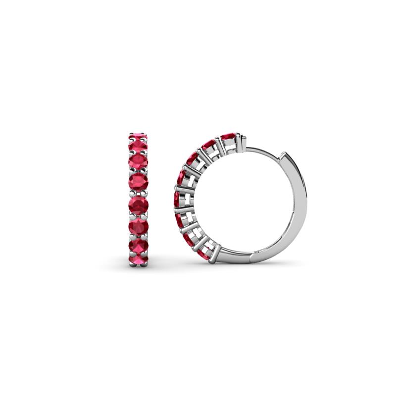 Raya Round Ruby Hoop Earrings 