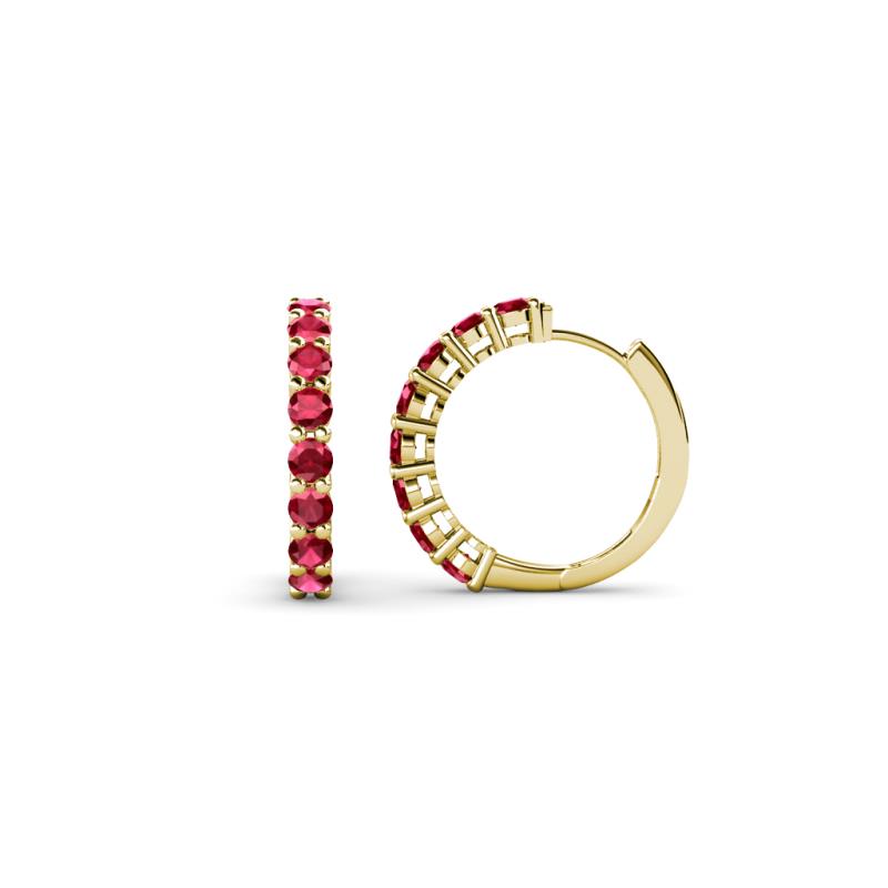 Raya Round Ruby Hoop Earrings 