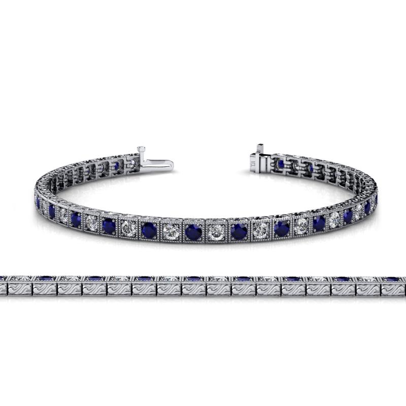 Nancie 3.30 mm Blue Sapphire and Diamond Eternity Tennis Bracelet 